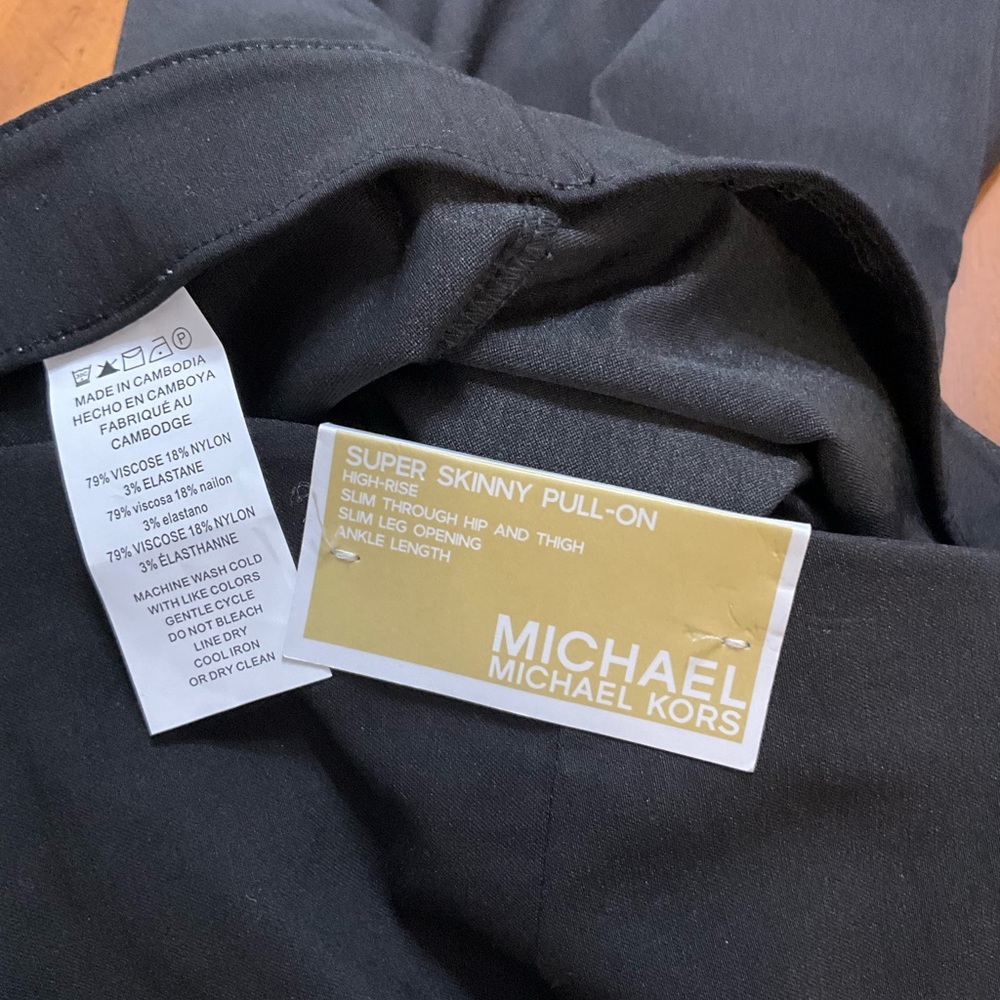 NWT ~ MICHAEL Michael Kors Super Skinny Black Pull On Pants Sz. XL - Picture 4 of 4